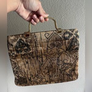Vintage‎ 70’s tapestry Elegant Tan Handbag